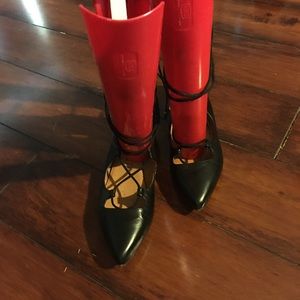 Sixty seven black leather ballet flats sz8